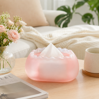 Frosted Pink Gradient Petal Tissue Box
