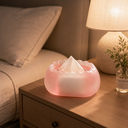 Frosted Pink Gradient Petal Tissue Box