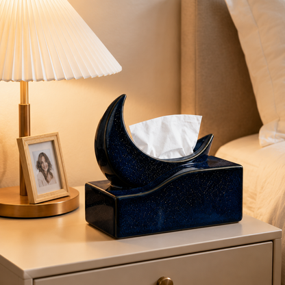 Starry‑Sky Moon Art Tissue Box