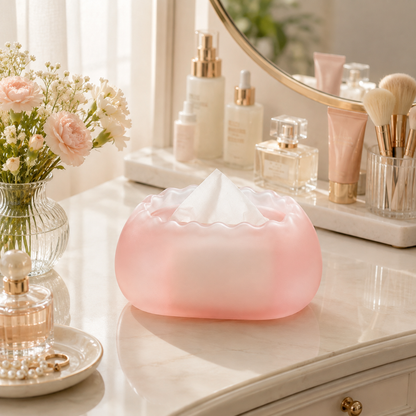 Frosted Pink Gradient Petal Tissue Box